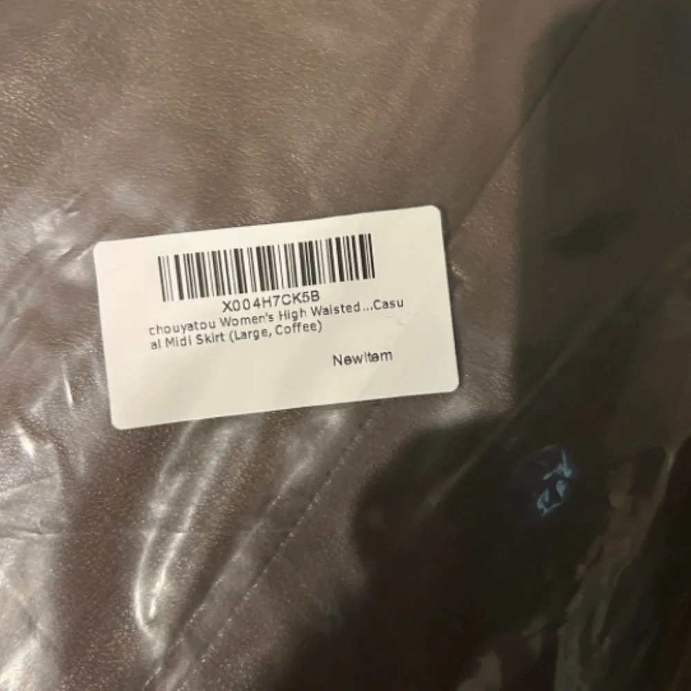 New Chouyatou Faux Leather High Waisted Coffee Brown Midi Skirt Women’s Large - Picture 3 of 3